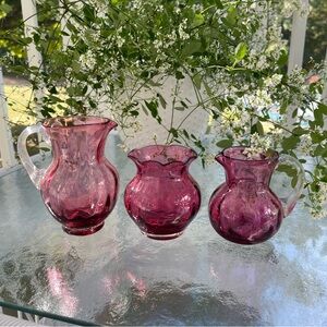 Pilgrim Cranberry Glass - 3 pieces - Vintage